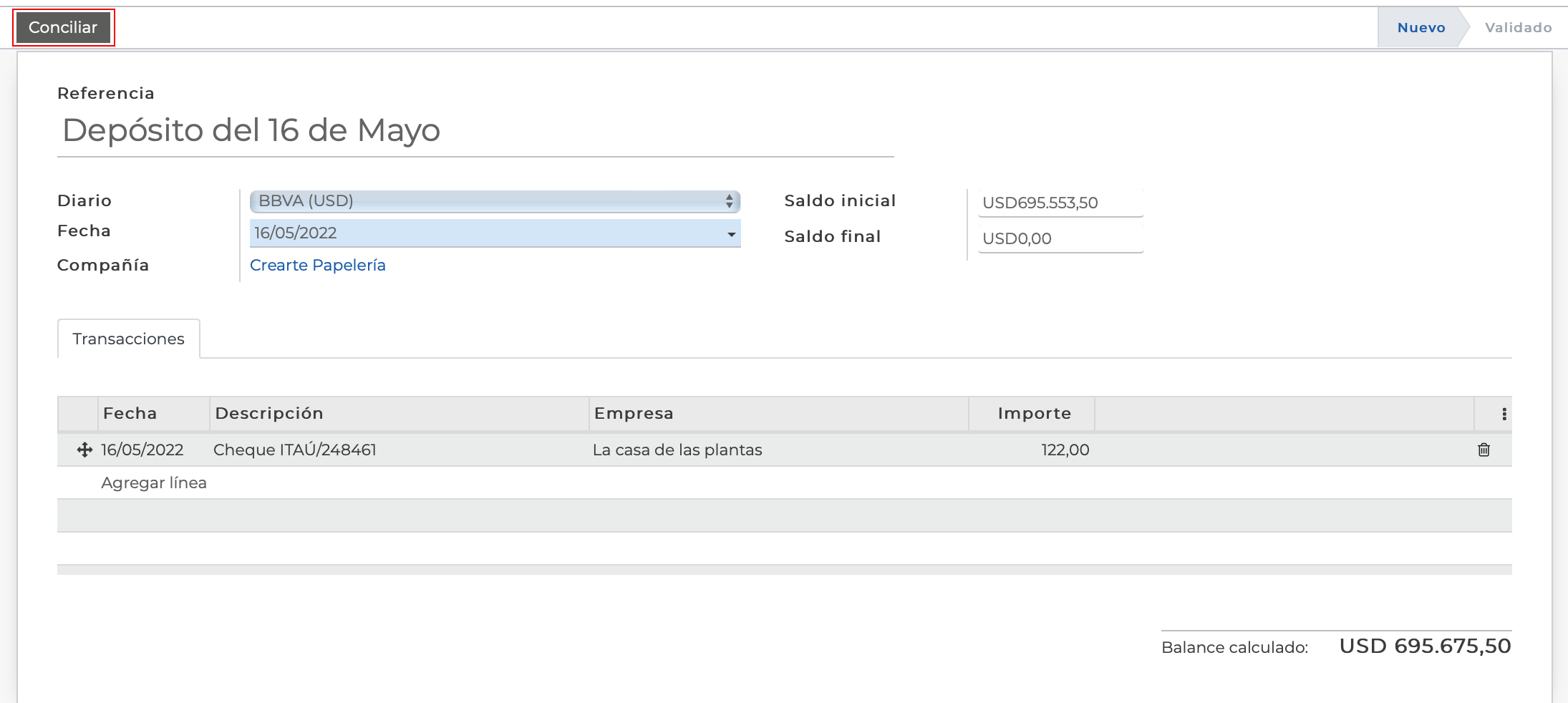 Imagen 4: Crear conciliación