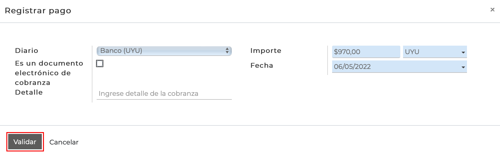 Imagen 5: Registrar pago Imagen 5: Registrar pago